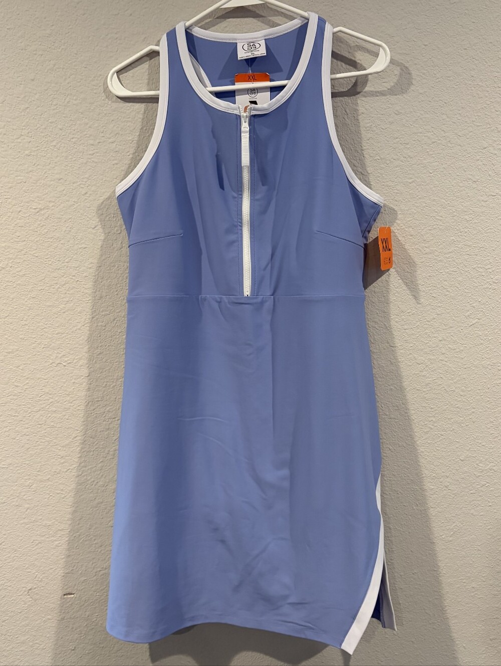 NEW Sage Collective Womens Periwinkle White 1/4 Zip Mini Tennis Workout Dress